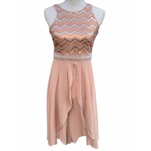 Rose Gold Nude Sequin Jumpsuit Formal Prom Homecoming Dress Pant Suit